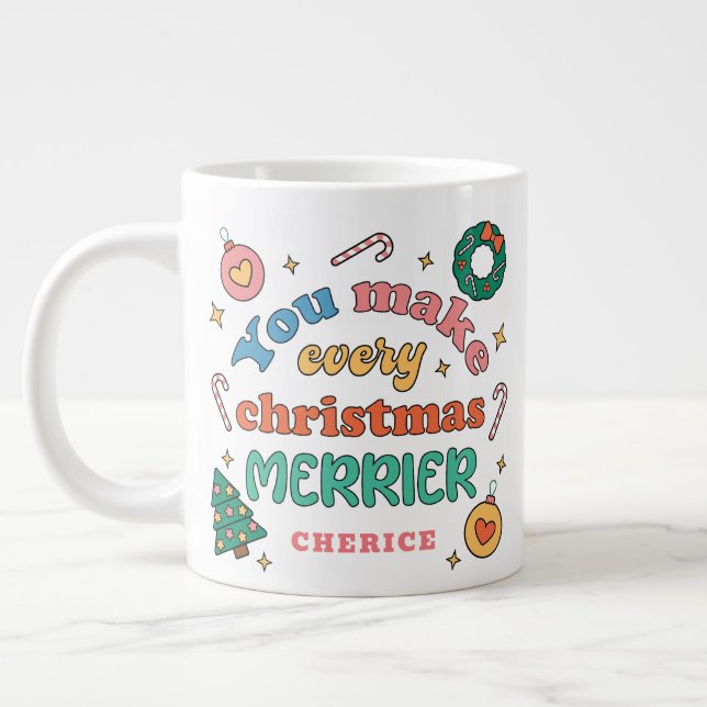 Grande Tasse Vous Faîtes Chaque Joyeux Noël | Cute Rétro (Gauche)