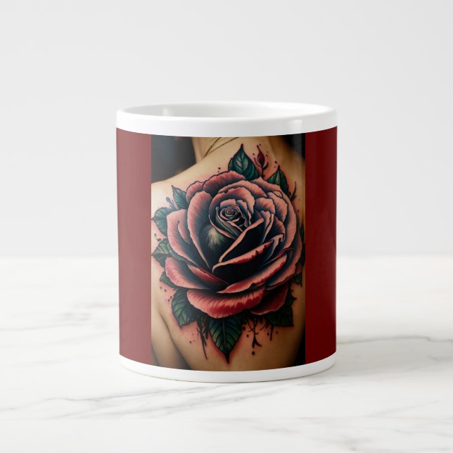 Grande Tasse Voyage dans l'âne : Tatouage style Rose de boussol (Devant)