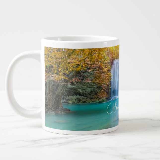 Grande Tasse Vue d'automne de la cascade d'Erawan Thaïlande (Gauche)