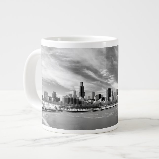 Grande Tasse Vue panoramique d'horizon de Chicago en hiver (Devant gauche)