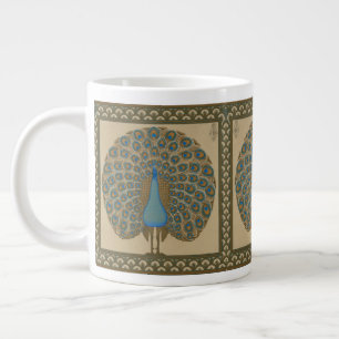 Grande Tasse Walter Crane Vintage Or Bleu Paon Art