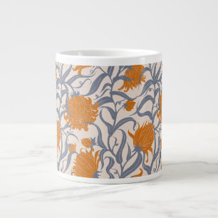Grande Tasse Whimsical grandes fleurs brun vintage