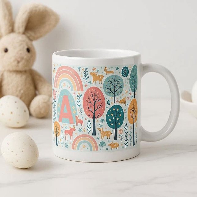 Grande Tasse Whimsical Woodland Trees Easter Spring Rainbow Art (Whimsical Woodland Trees Easter Spring Rainbow Art Giant Coffee Mug)