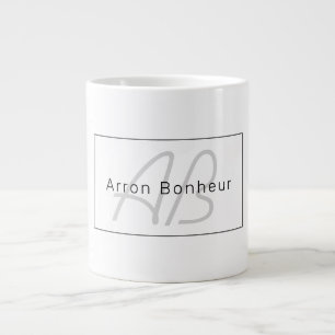 Grande Tasse White Grey et Black   Cool Name & Monogram