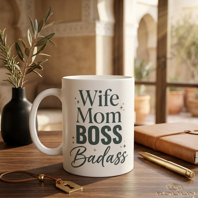 Grande Tasse Wife Mom Boss Badass Sarcastic Bold Typography Mot (Wife Mom Boss Badass Sarcastic Bold Typography Mother's Day Mug)
