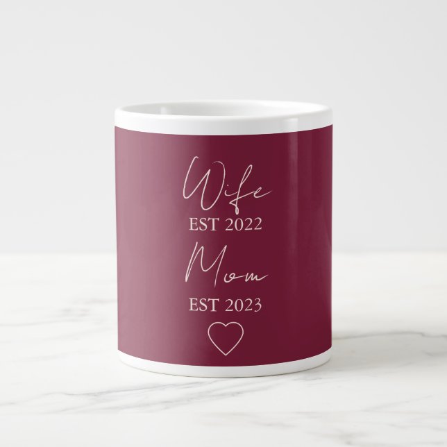 Grande Tasse Wife & Mom Est. – Minimalist Valentine Gift (Devant)