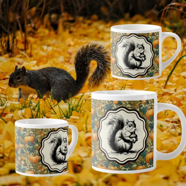 Grande Tasse William Morris Customise Citrouilles et écureuil (Warm, cozy and cute! )