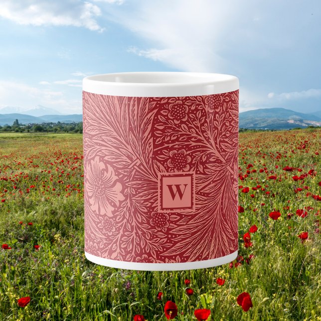 Grande Tasse William Morris Red Marigold Motif avec initial (Créateur téléchargé)