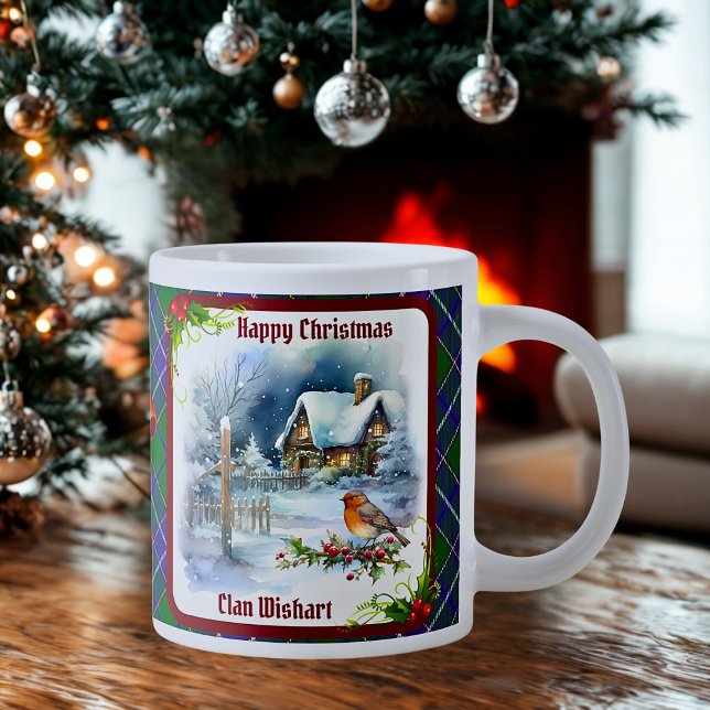 Grande Tasse Wishart Tartan & Robin Christmas Personalized (Créateur téléchargé)
