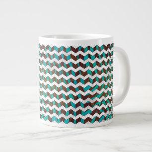 Grande Tasse Zebra Chevron Impression Brown et Turquoise