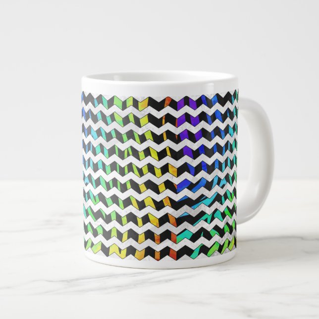 Grande Tasse Zebra Chevron noir et arc-en-ciel (Devant droit)