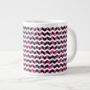 Grande Tasse Zebra Chevron noir et rose chaud