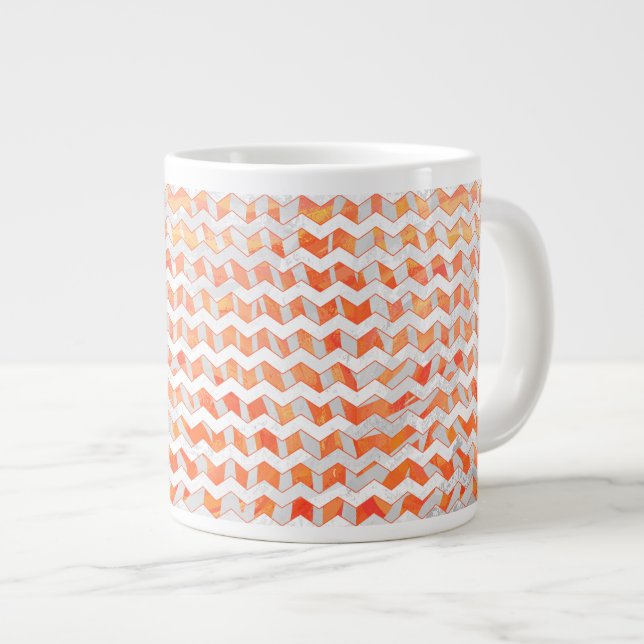 Grande Tasse Zebra Chevron orange et blanc (Devant droit)