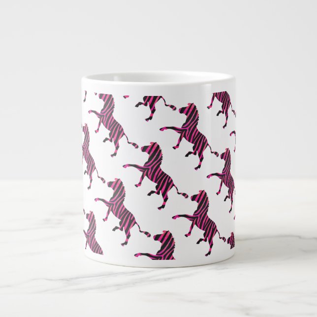 Grande Tasse Zebra Silhouette noir et rose chaud (Devant)