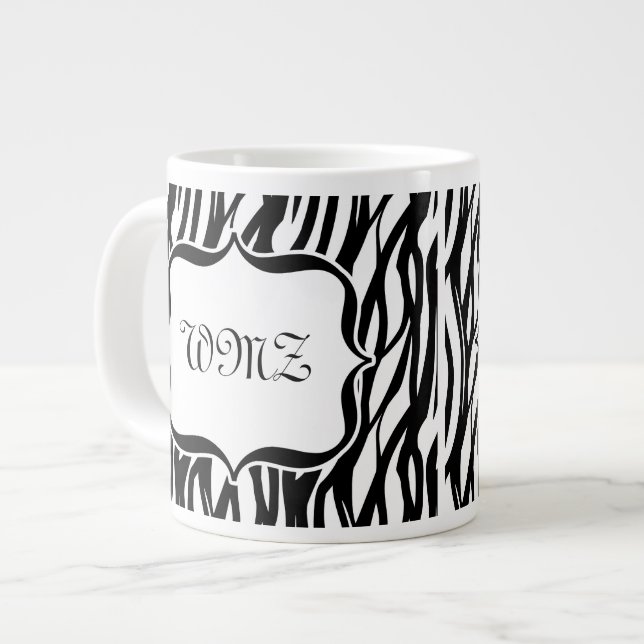 Grande Tasse Zèbre noir et blanc personnalisé (Devant gauche)