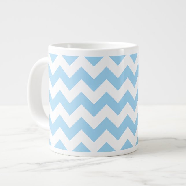 Grande Tasse Zigzag bleu, Chevron bleu, Motif géométrique (Devant gauche)