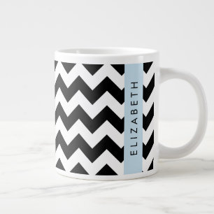 Grande Tasse Zigzag noir et blanc, Motif Chevron, Votre nom