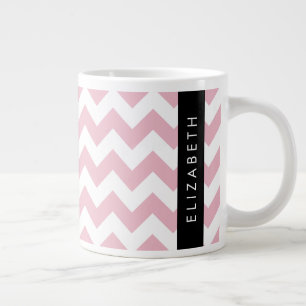 Grande Tasse Zigzag Rose, Chevron Rose, Motif Vague, Votre Nom