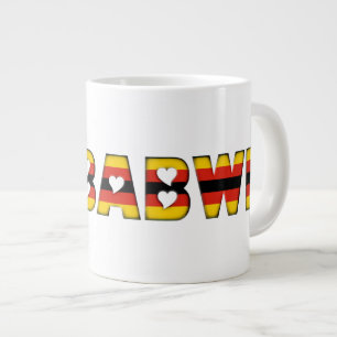 Grande Tasse Zimbabwe Drapeau Couleurs Typographie Coeurs Motif