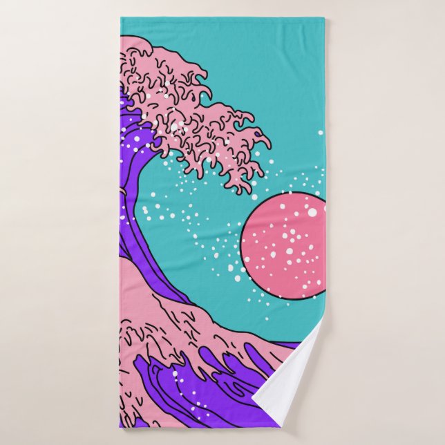 Grande vague dans le style Vaporwave Pop Art. Affi (Serviette de bain)