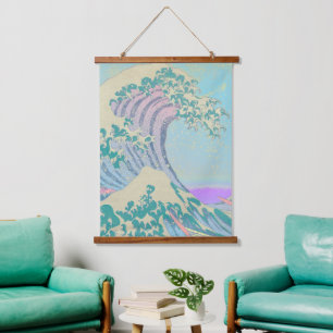 Grande Vague Tapisserie Pastel Suspendue au Mur