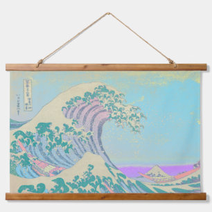 Grande Vague Tapisserie Pastel Suspendue au Mur