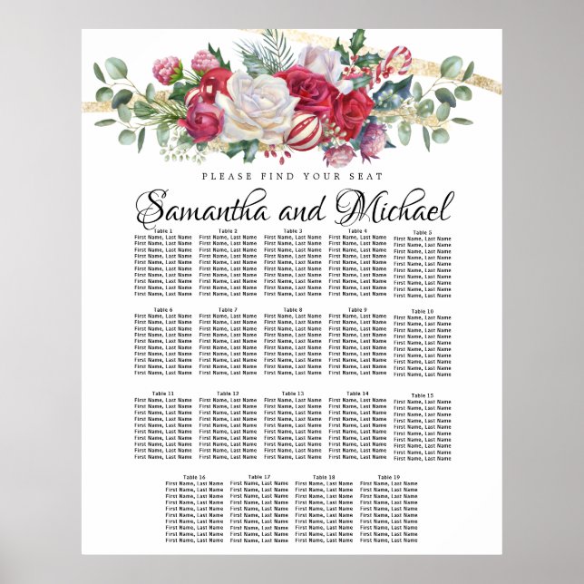 Grande verdure de Noël Tableau de 19 tables (Devant)