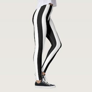 Grandes bandes verticales blanches noires Leggings