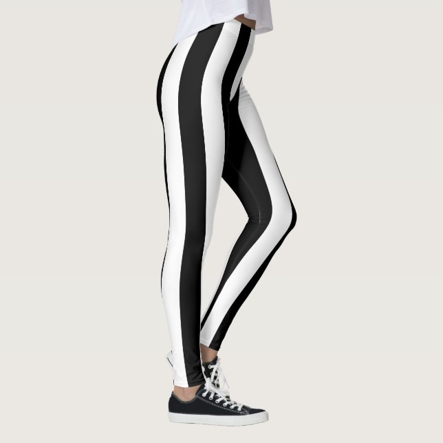 Grandes bandes verticales blanches noires Leggings (Droite)