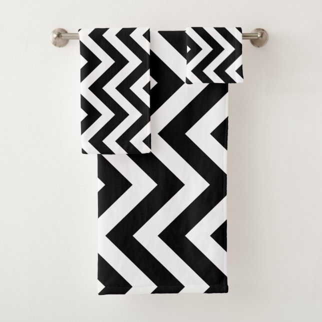 Grandes bandes Verticales Chevron Noir et Blanc (En situation)