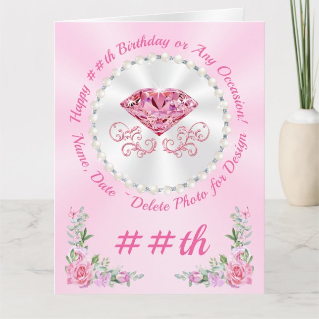 Grandes cartes d'anniversaire florales personnalis (Devant)