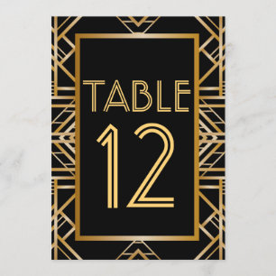 Grandes Cartes De Numéro De Table Gatsby Art Déco