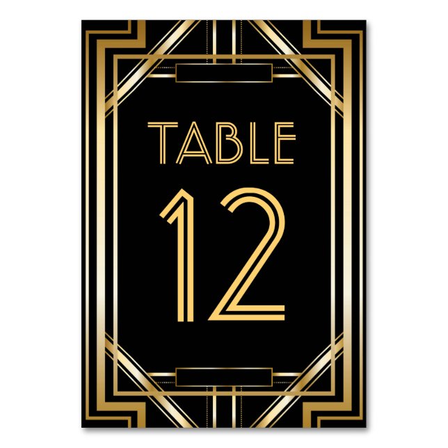Grandes Cartes De Numéro De Table Gatsby Art Déco (Par défaut)