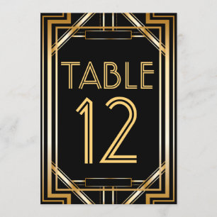 Grandes Cartes De Numéro De Table Gatsby Art Déco