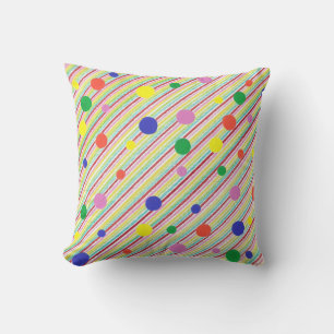Grandes diagonales colorées et Coussin Pois