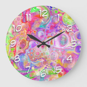 Grandes horloge rose, vert citron et bleu mousseux