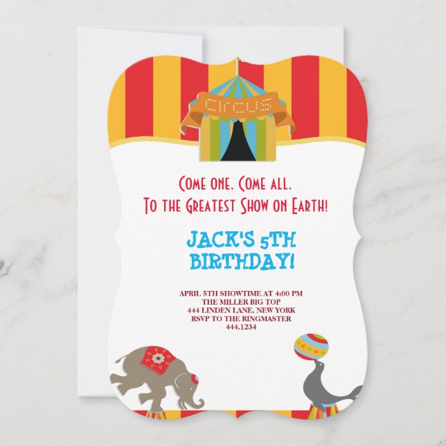 GRANDES INVITATIONS D'ANNIVERSAIRE DU CIRQUE DE HA (Devant)