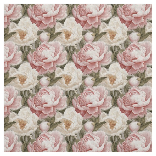 Grandes Peonies Design Lin Upholstery Tissu (Échantillon)