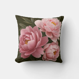 Grandes pivoines roses Coussins - Floral Vintage