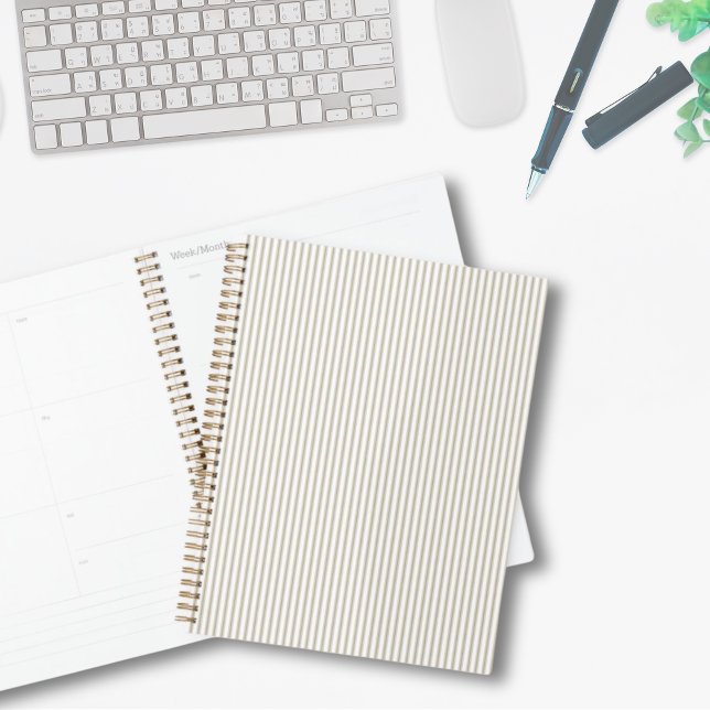 Grandes touches modernes beige et blanc (Beige and White Modern Stripes Planner)