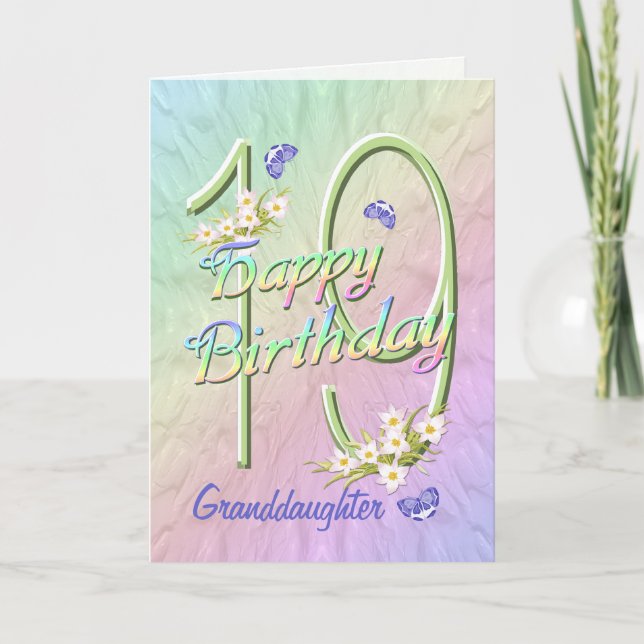 Grandgirl 19e Anniversaire Papillon Carte de Jardi (Devant)