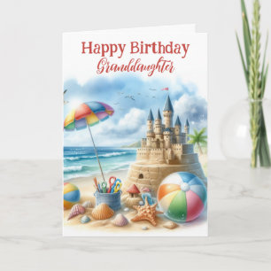 Grandgirl Beach Carte de voeux pliée Anniversaire