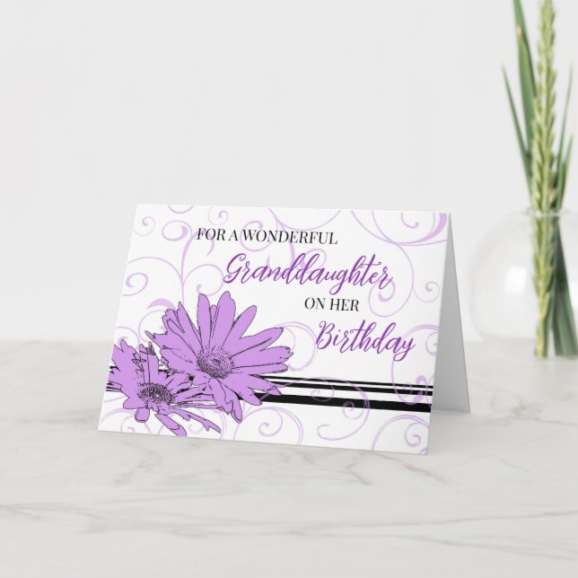 Grandgirl Carte d'anniversaire violet Fleurs noire (Devant)