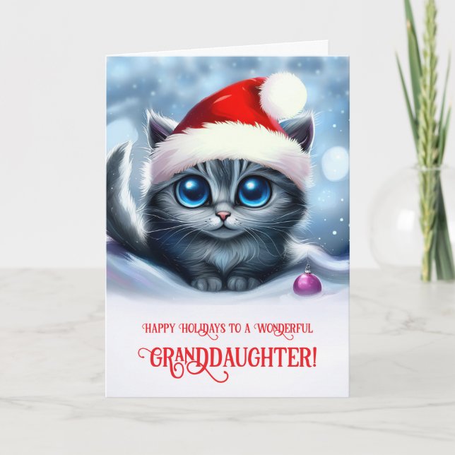 Grandgirl Cute Kitten Carte de Noël (Devant)