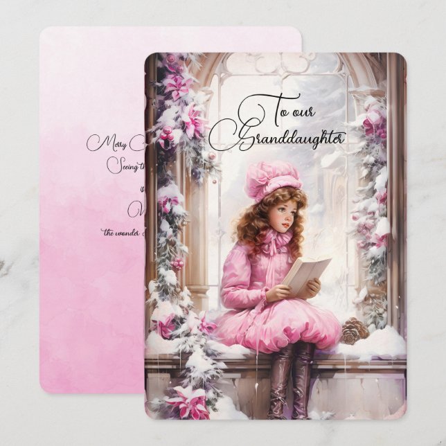 Grandgirl Dark Haired Girl voeux de Noël (Devant / Derrière)