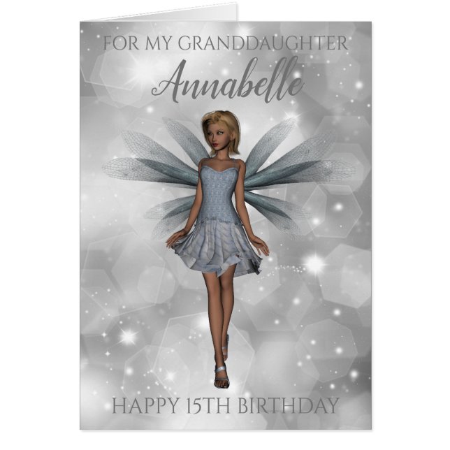 Grandgirl Elegant Silver 15e Anniversaire Carte (Devant)