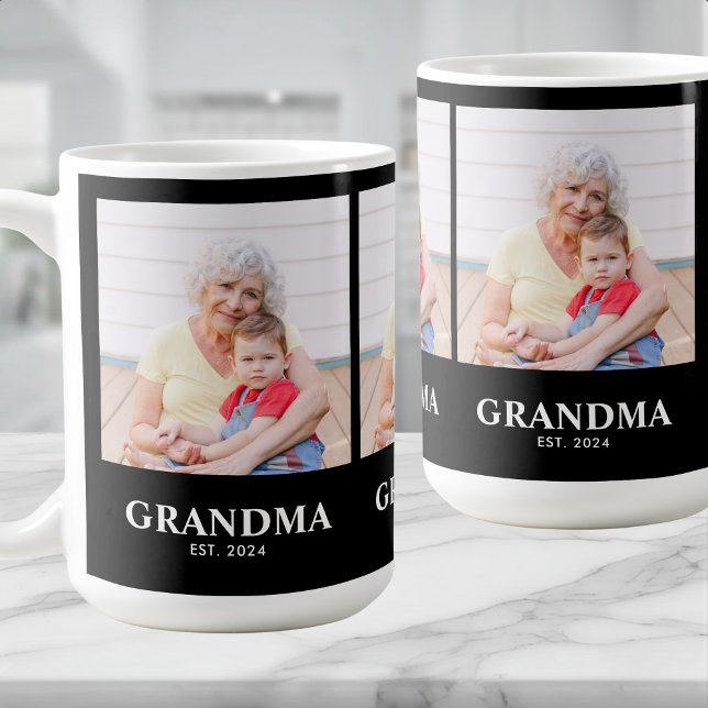 Grandm Established Bold Black 3 Photo Coffee Mug (Créateur téléchargé)