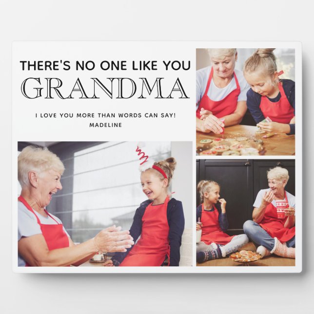 Grandma 3 Photo Collage Petits-enfants Noms Plaque (Devant)