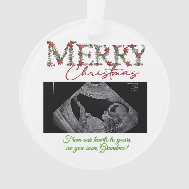 Grandma Christmas Ornament With a Baby Sonogram  (devant)