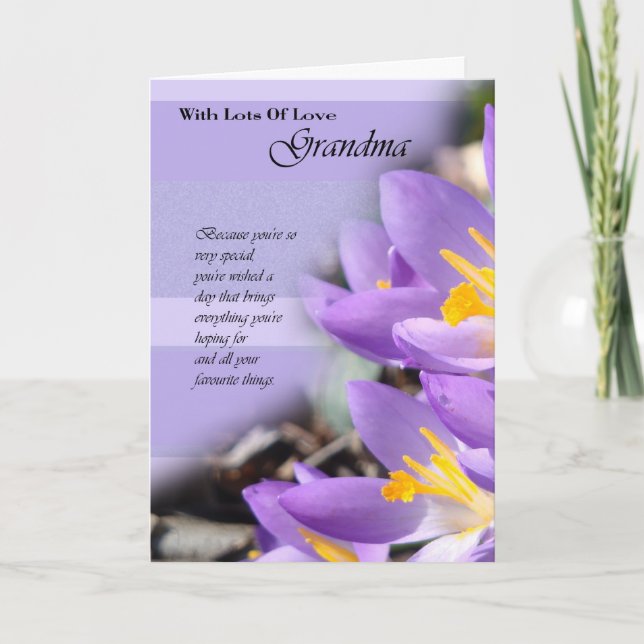 Grandma crocus violet carte d'anniversaire (Devant)